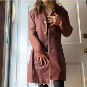 Genuine vintage leather long coat